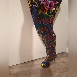 Multi Color Thigh High Boot